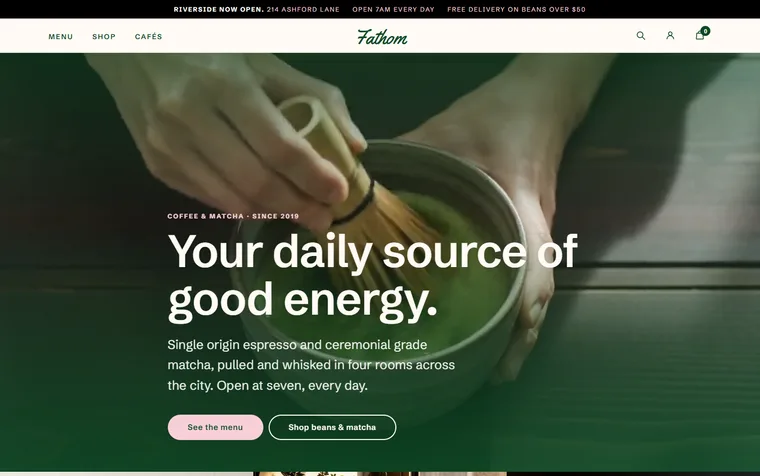 The Fathom Coffee and Matcha site